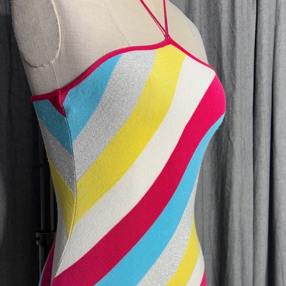 VINTAGE Y2K Colorful Striped Women's Halter Top - Picture 4 of 12